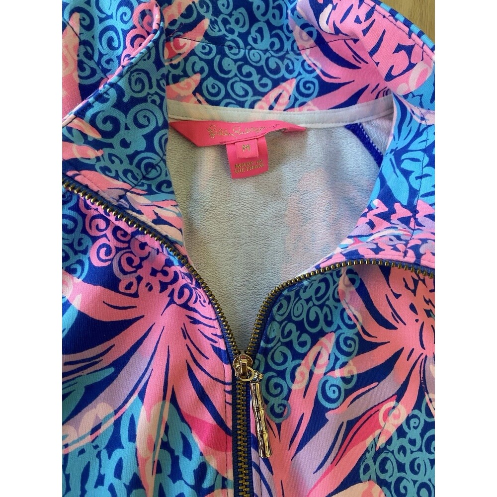 Lily Pulitzer Skipper UPF 50 Quarter Zip Polo Collar Popover Dress Pineapple M - Picture 2 of 5